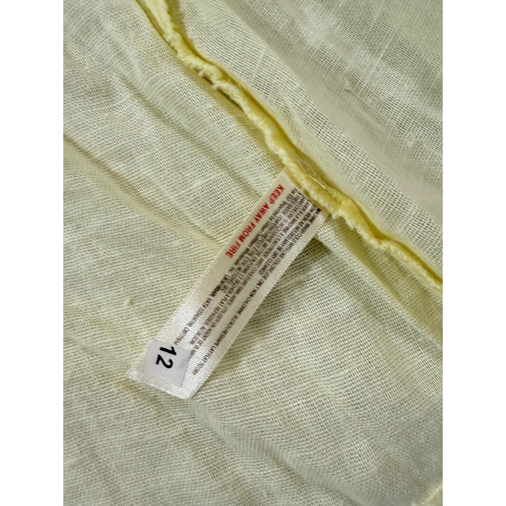 Free People Oasis Midi Dress Yellow Cotton Blend Tie Front Puff Sleeve Medium - Picture 13 of 13